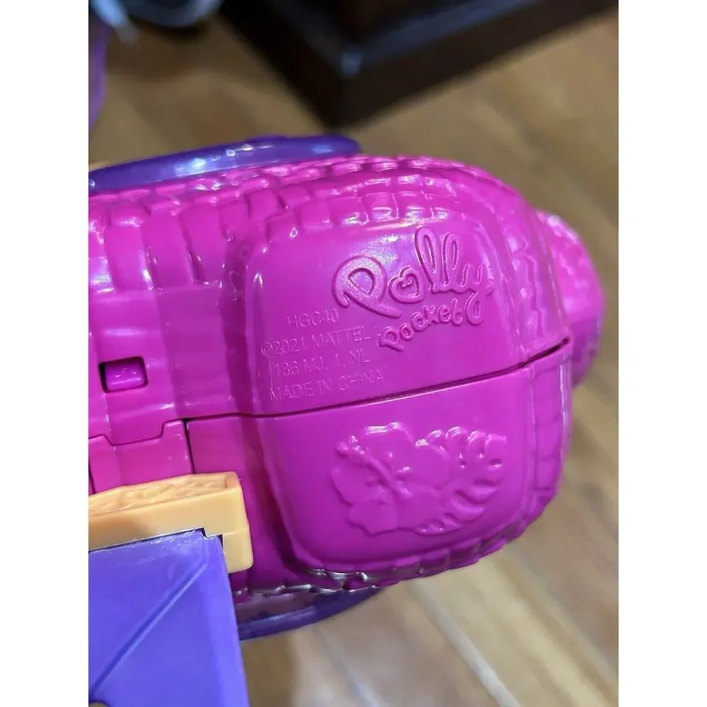 Polly Pocket Pink Flamingo Party Playset Purse Carry Case Some Accessories‎